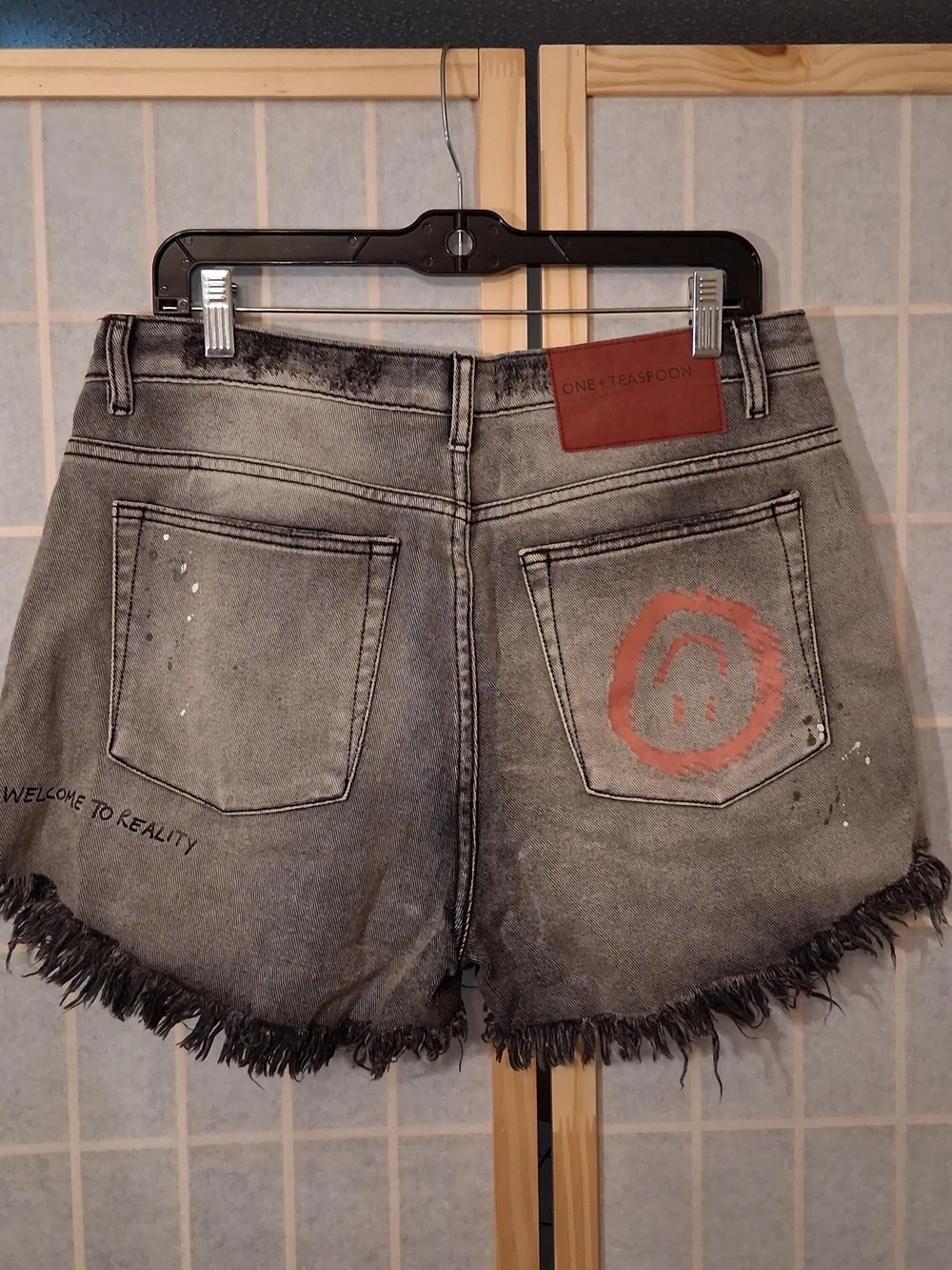 One Teaspoon Gray Distressed Denim Shorts Size 31